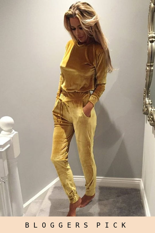 Mustard Velvet Tracksuit- Liv