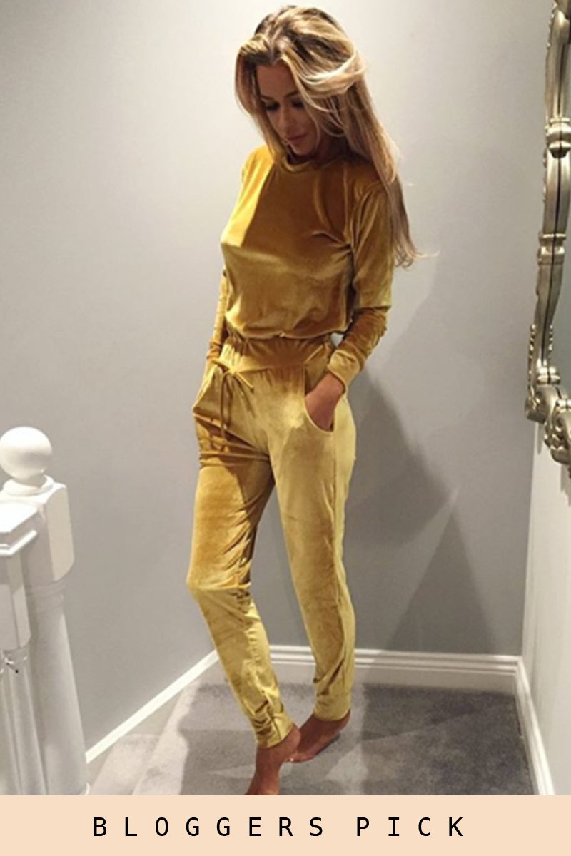 Mustard Velvet Tracksuit- Liv-Tracksuits