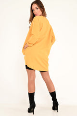 Mustard Vogue Slogan Oversized Jumper - Bray-Jumper