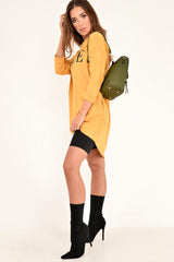 Mustard Vogue Slogan Oversized Jumper - Bray-Jumper