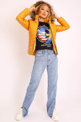 Mustard Wet Look Puffer Coat - Soph-Coats