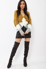 Mustard White and Grey Knot Knit Jumper - Kerri-Jumper