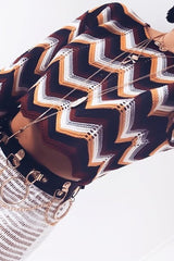 Mustard Wine Chevron Knit Crop Jumper - Stevi-Crop Jumper