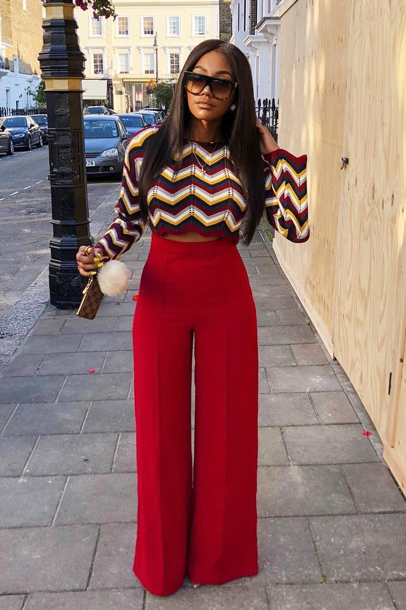Mustard Wine Chevron Knit Crop Jumper - Stevi-Crop Jumper