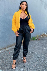 Mustard Zip Front Teddy Jacket - Elena-Jackets