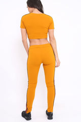 Mustard loungewear set with Side Stripe Sports Trim Detail - Lear-Co-ords