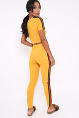 Mustard with Green and Red Side Stripe Set- Elissa-Co-ords