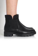 Nadia Black PU Side Zip Ankle Boots-Boots