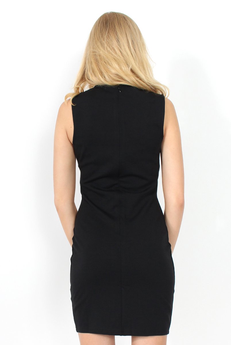 Nat Black Sleeveless Bodycon Dress-Dresses