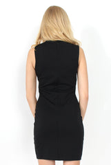 Nat Black Sleeveless Bodycon Dress-Dresses