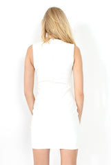 Nat White Sleeveless Bodycon Dress-Dresses