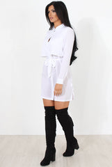 Natalia White Layered Shirt Dress-Dresses