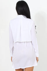 Natalia White Layered Shirt Dress-Dresses