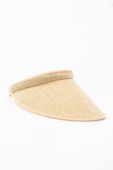Natural Straw Woven Trim Detail Visor - Giana-Hats
