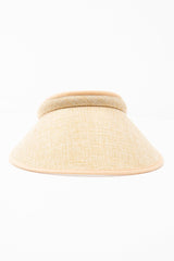 Natural Straw Woven Trim Detail Visor - Giana-Hats