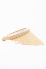 Natural Straw Woven Trim Detail Visor - Giana-Hats