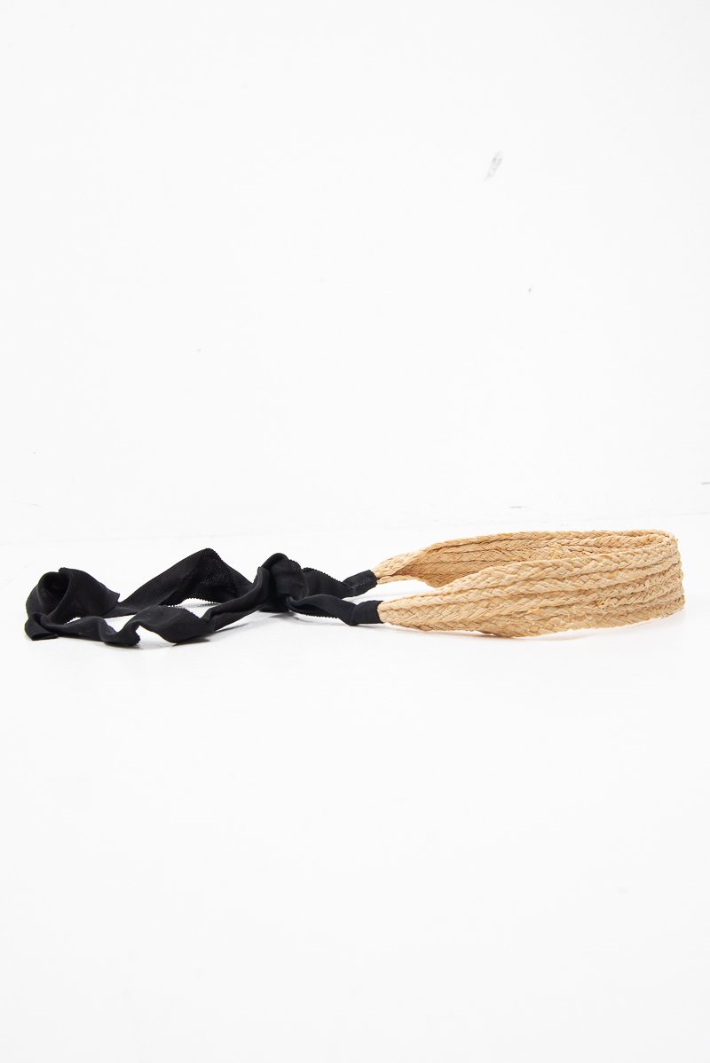 Natural Woven Black Tie Headband - Aanvi-Hair