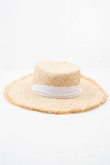 Natural Woven Frayed Edge Beach Hat - Dalina-Hats