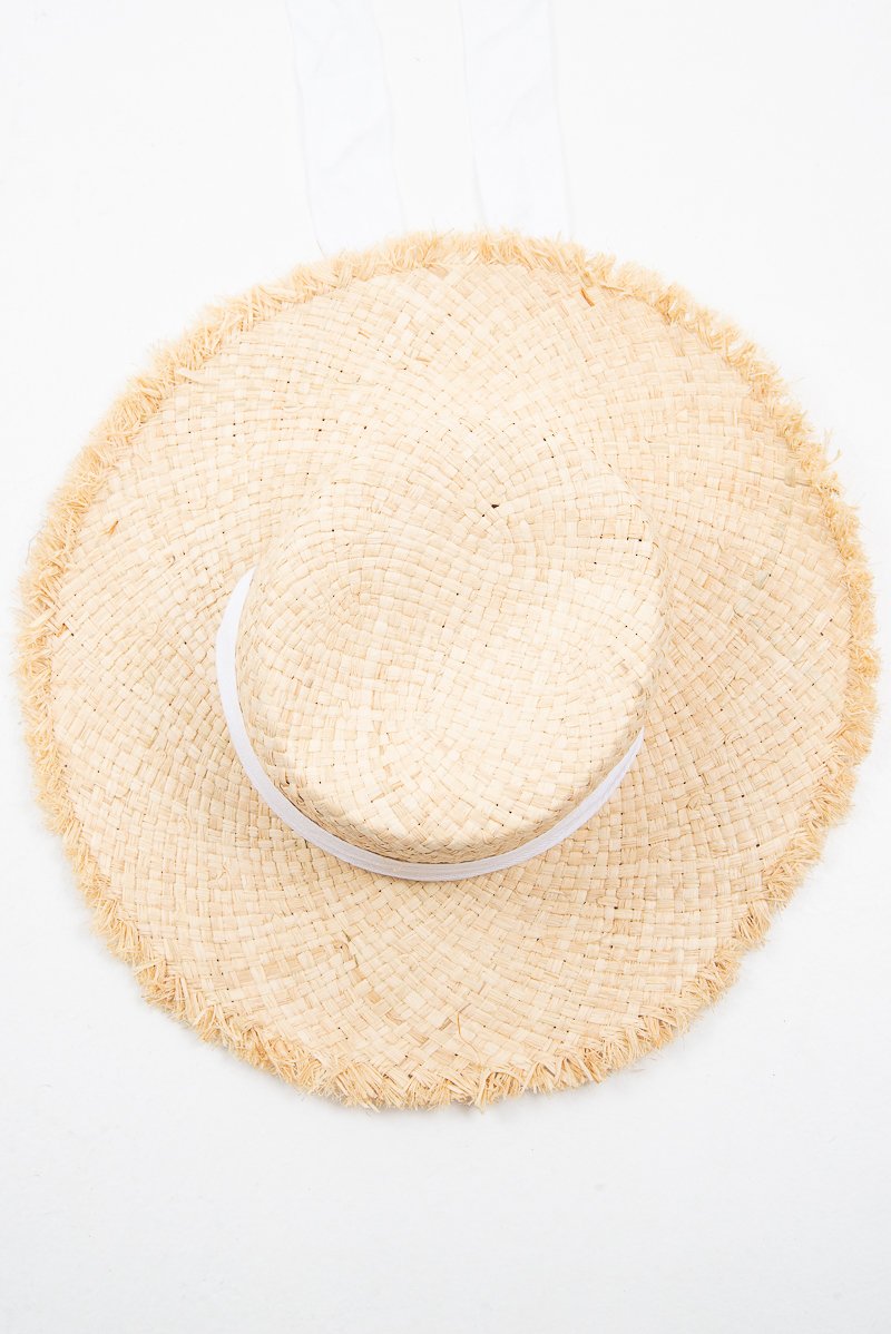 Natural Woven Frayed Edge Beach Hat - Dalina-Hats