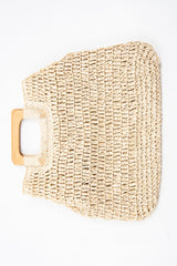 Natural Woven Knot Detail Wooden Handle Bag - Alleria-Bags