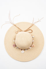 Natural Woven Shell Bow Detail Beach Hat - Aimee-Hats