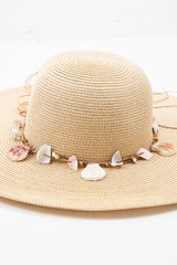 Natural Woven Shell Bow Detail Beach Hat - Aimee-Hats