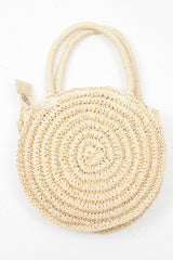 Natural Woven Straw Circle Detail Bag - Robynn-Bags