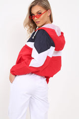 Navy And Red Lightweight Hooded Zip Front Jacket - Brodi-Jackets