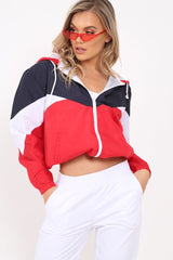 Navy And Red Lightweight Hooded Zip Front Jacket - Brodi-Jackets