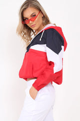 Navy And Red Lightweight Hooded Zip Front Jacket - Brodi-Jackets