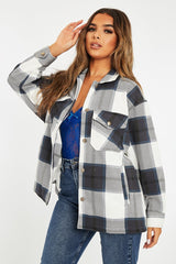 Navy Blue Check Pocket Front Shacket - Misa-Shacket
