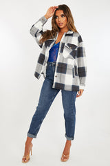 Navy Blue Check Pocket Front Shacket - Misa-Shacket