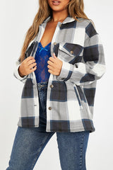 Navy Blue Check Pocket Front Shacket - Misa-Shacket