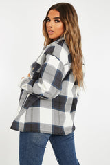 Navy Blue Check Pocket Front Shacket - Misa-Shacket