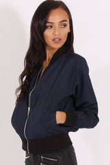 Navy Bomber Jacket - Maisie-Jackets