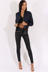 Navy Bomber Jacket - Maisie-Jackets