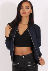 Navy Bomber Jacket - Maisie-Jackets