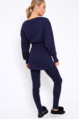 Navy Co-ord with Corset Waist Tie Detail - Laurel-Co-ords