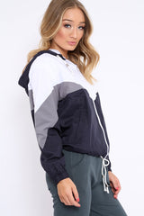 Navy Colour Block Windbreaker Jacket - Karina-Jackets