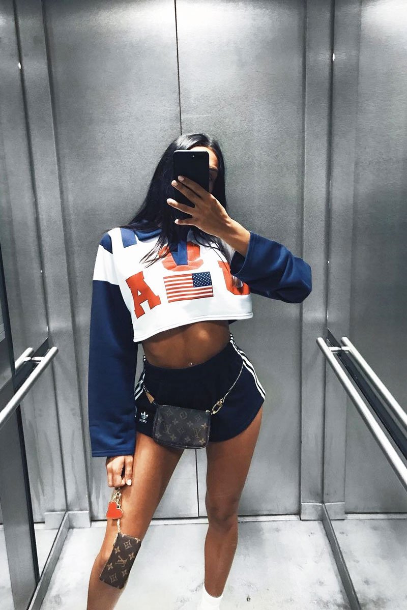 Navy Cropped USA Rugby Shirt - Devani-Shirts