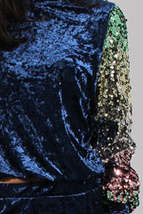 Navy Crushed Velvet Sequined Tracksuit - Rosita-Tracksuits