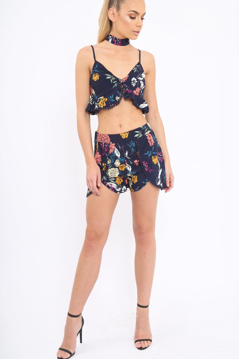 Navy Floral Co-ord Set - Emma-Co-ords