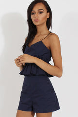 Navy Frill Layer Playsuit - Remi-Playsuits