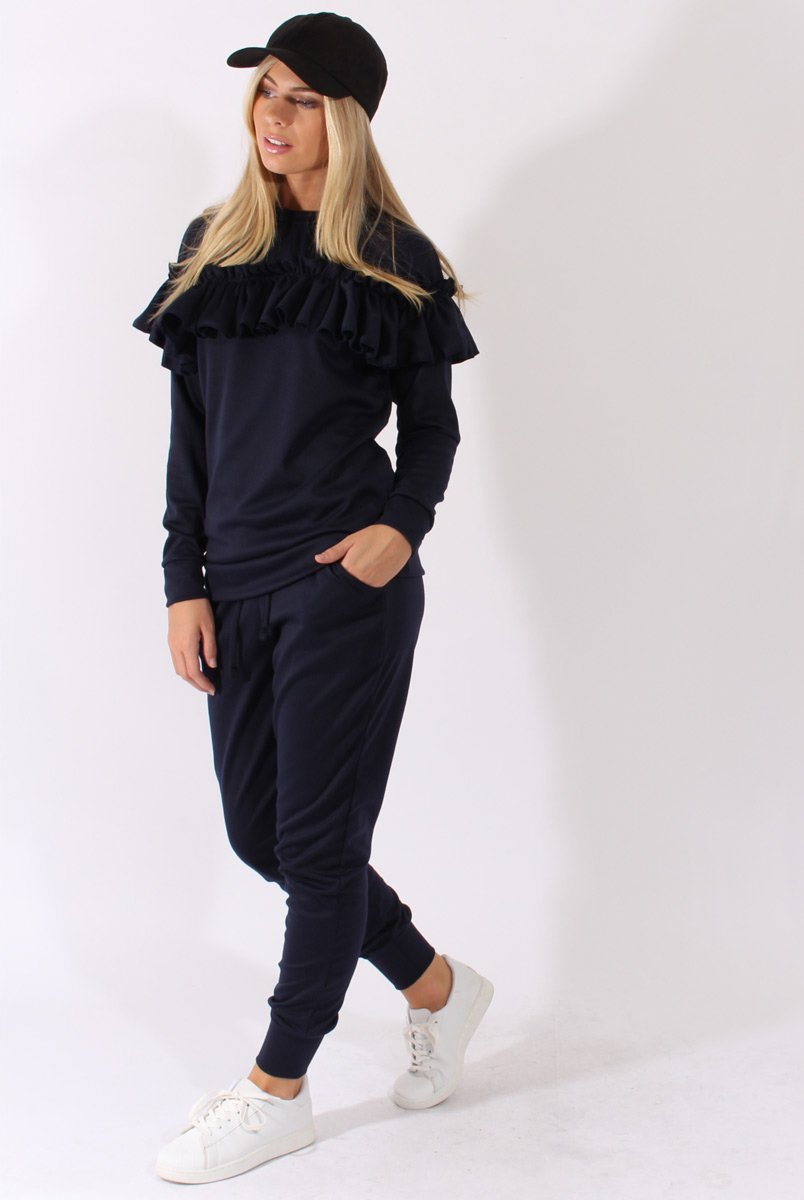 Navy Frill Layer Tracksuit - Tawney-Tracksuits