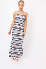 Navy & Grey Striped Maxi Dress - Kiah-Dresses