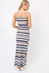 Navy & Grey Striped Maxi Dress - Kiah-Dresses