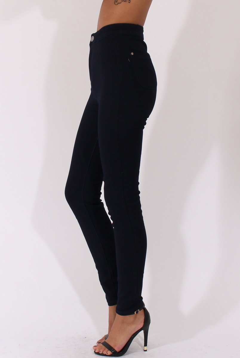Navy High Waisted Skinny Fit Jeans - Nemesis-Jeans