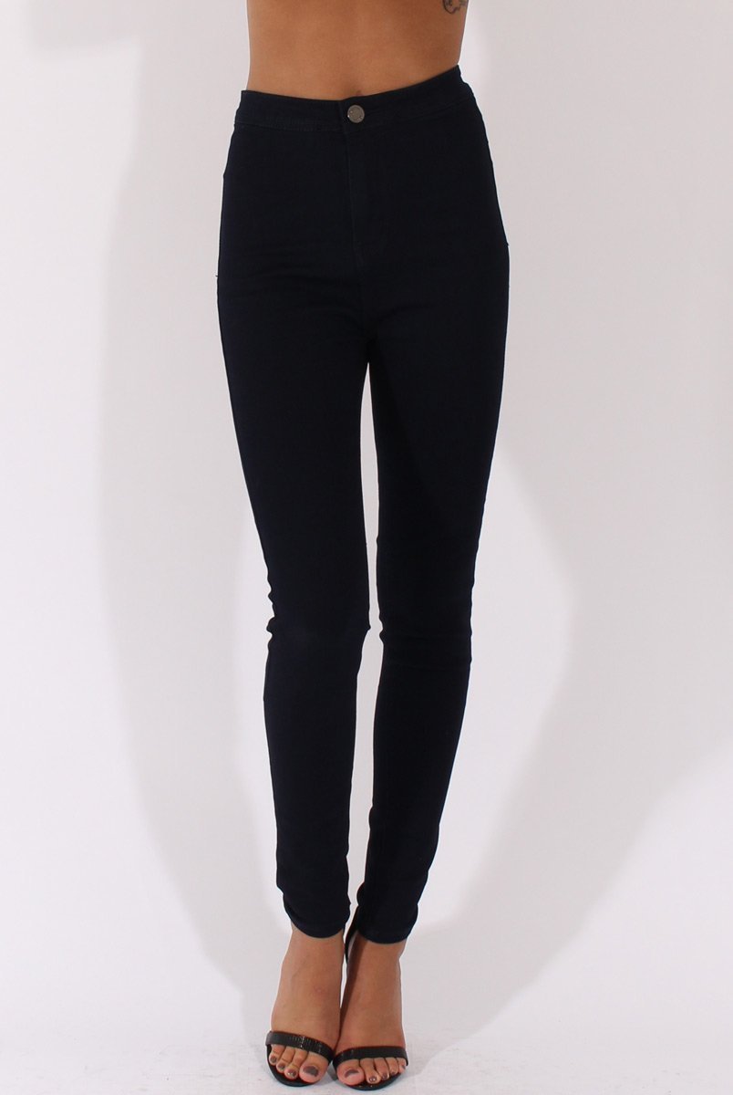 Navy High Waisted Skinny Fit Jeans - Nemesis-Jeans