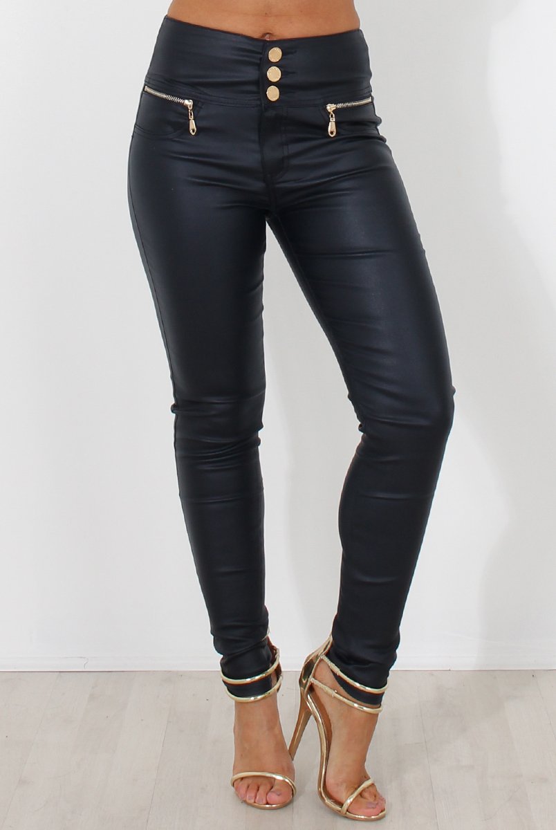 Navy High Waisted Skinny Jeans-Joffy-Jeans