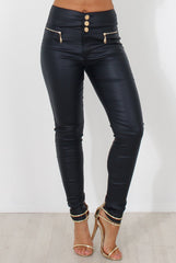 Navy High Waisted Skinny Jeans-Joffy-Jeans